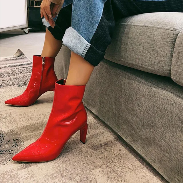 Aliexpress.com : Buy Pointy toe Sexy Luxury Red Women boots Genuine ...