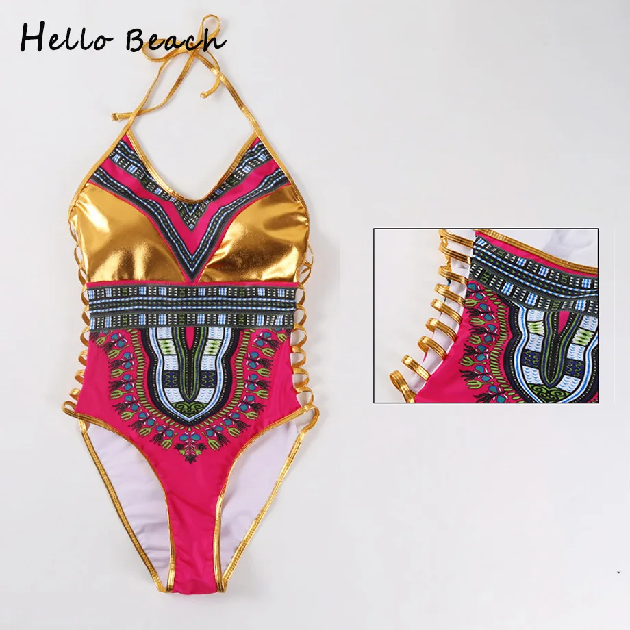 HELLO BEACH, бандажный Цельный купальник, женский сексуальный слитный купальник, Женский Золотой купальный костюм, купальник с пуш-ап, трикини