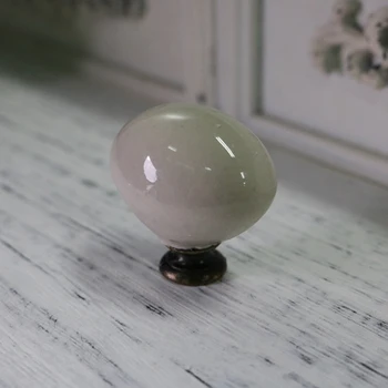 

5pcs 25*35*35MM Light Grey Ceramic oval knobs furniture decorative kitchen cabinet handle door pull