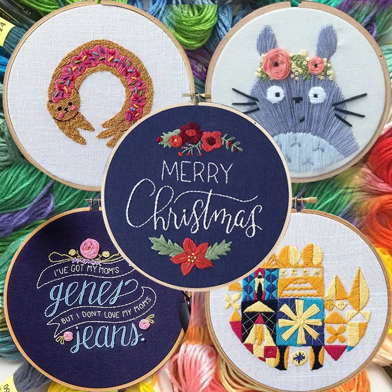 

Embroidery kit Ribbons Diy Handmade Creative Embroidery Totoro Material Package Embroidery Kits for Beginners Magic Embroidery