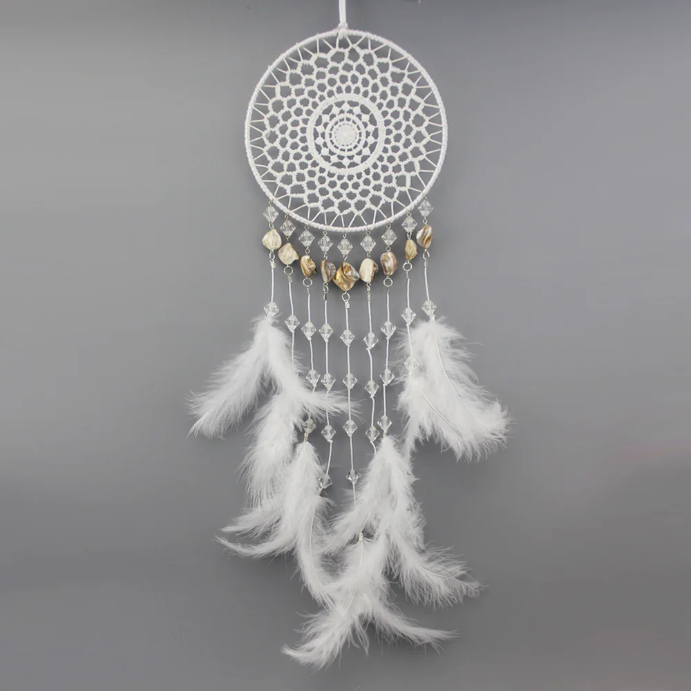 

Big 15*50cm New Originality Dreamcatcher shell crystal Wind Chimes Indian Style Feather Pendant Dream Catcher Gift