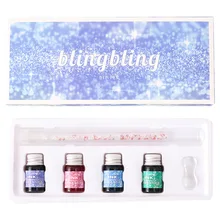JUGAL Creative Handmade Art Crystal Pen Glass Dip Pen Sign Color Ink Pens Transparent Pen Offices School Stationery Art Supplies handmade dip pen dip pen creative art retro aesthetic crystal glass blue green pink pen test color watercolour