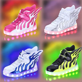 

LED girls shoes shined tenis led infantil luminous kids light up boys shoes glowing sneakers lights shining shoes USB Charge