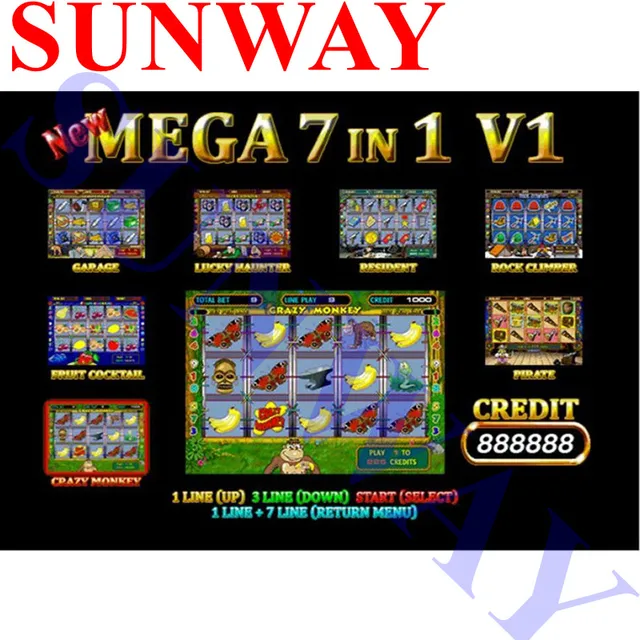 $US $50.69  Neue Mega 7 in 1 (40-96%) PCB Verrückten Affen Fruchtcocktail Garage Glück Haunter Resident Rock fü