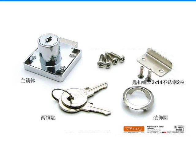 19mm Drawer Locks with Keys, 2 Pack Zinc Alloy Office Drawer Lock