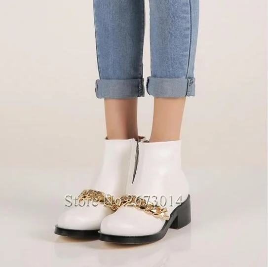 Bas Européen Femelle 2018 Picture Latérale Talons Chaîne Femmes Automne as Top Cheville Bottes Cuir En As Hiver Chaussons Style Noir Métal Picture Vente Glissière qqw7rUt