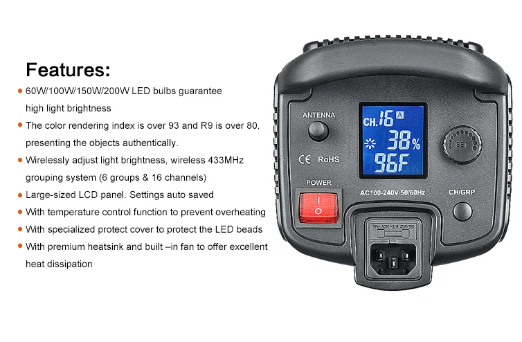 Godox светодиодный видео светильник SL-60W SL-100W SL-150W SL-200W 5600K видео светильник непрерывного светильник на креплении Bowens для видеосъемки в студии Запись