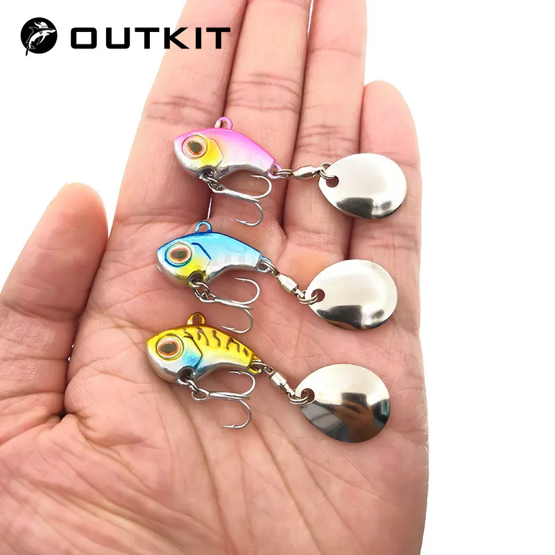OUTKIT جديد وصول المعادن البسيطة VIB مع ملعقة الصيد إغراء 9.5g-22g الشتاء الجليد السحر الصيد معالجة crankbait الاهتزاز سبينر