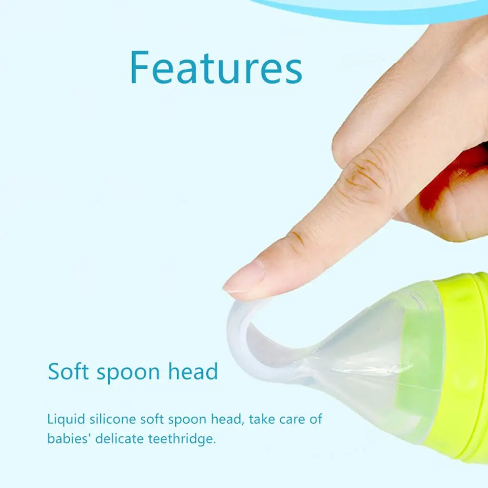 Infant Baby Soft Silicone Food Supplement Toddler Rice Cereal Feeding Bottles Spoon Milk Food Storage Cup