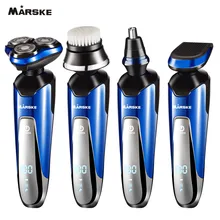 4в1 3D перезаряжаемая моющаяся бритва электрическая вращающаяся Тройная плавающая головка бритва триммер для волос для мужчин триммер для ушей и носа и лица