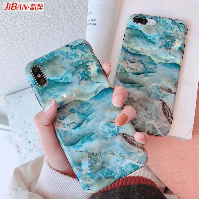 JIBAN Ins свежий зеленый Мрамор чехол для телефона Apple Iphone X XSMAX XR задняя крышка 6s 6 plus 7 8