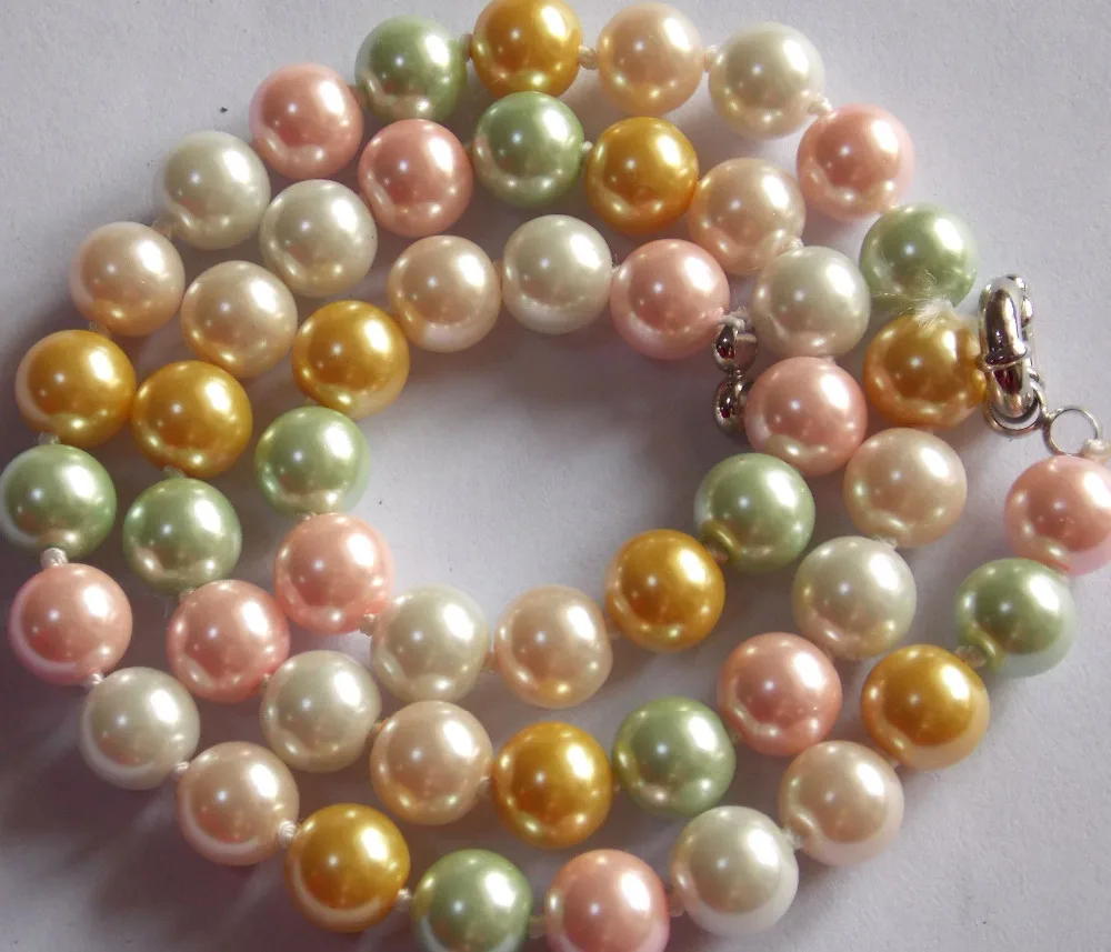 

FREE SHIPPING>>>@@ Hot!8MM Multicolor South Sea Shell Peral Necklace 18''K45' shipping free