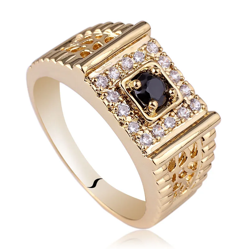 Мужское Золотое кольцо из настоящего стерлингового серебра 925 пробы, ювелирное изделие 4,5 мм, круглый камень R125, Размер 10, 11, 12, 13