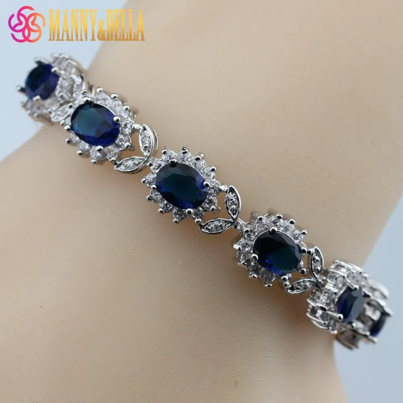 

Best Selling Blue Zircon 925 Sterling Silver Overlay Bracelet Health Fashion Jewelry For Women Free Jewelry Box SL45