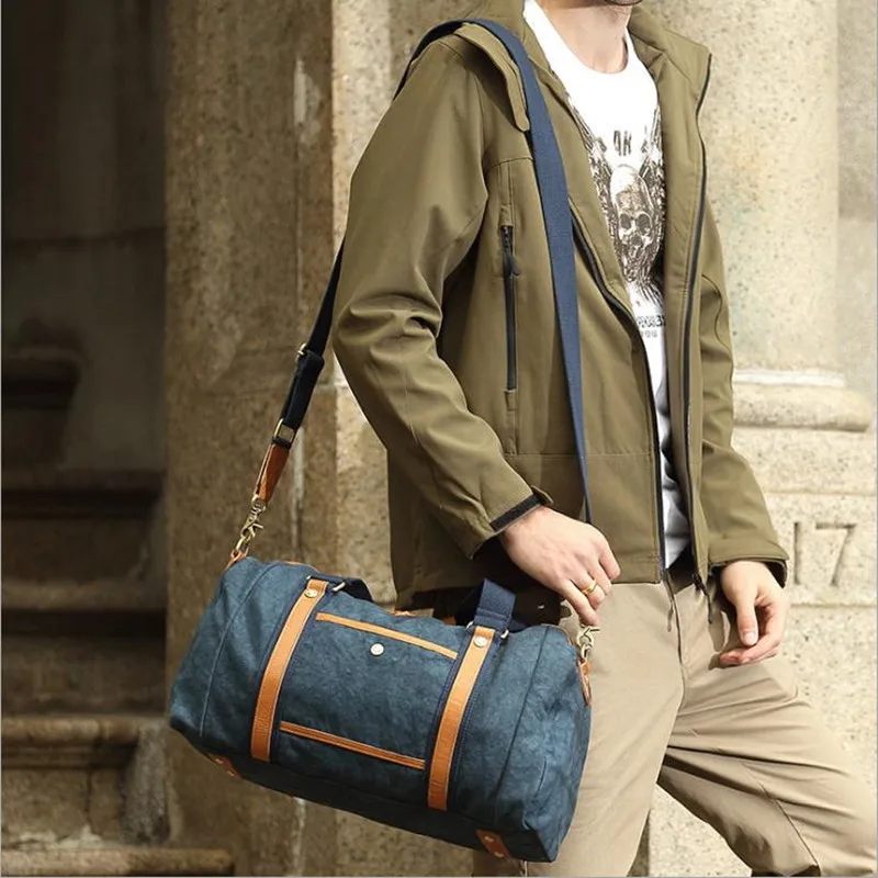 

2018 NEW European and American retro one-shoulder slung travel bag bucket bag Cylindrical simple neutral large capacity bag 1045