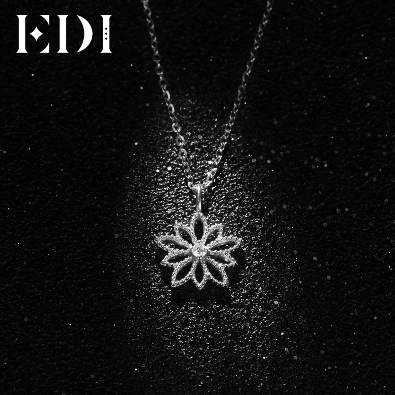 

EDI Trendy Women Natural 18K White Necklace Flower Chain Pendants Necklaces For Womens Wedding Jewelry Anniversary Gift