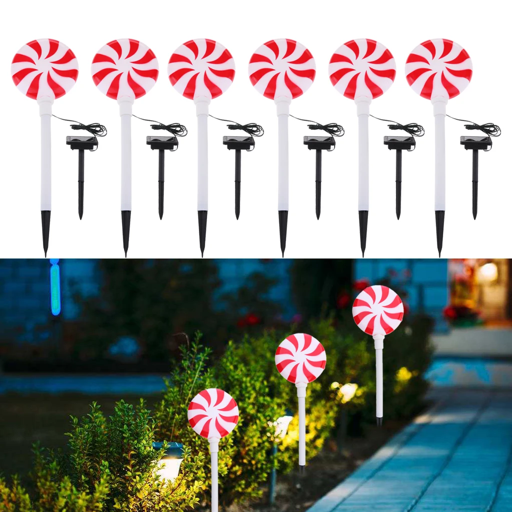 

6pcs 4 Color-Changing Lollipop Garden Pathway Solar Light