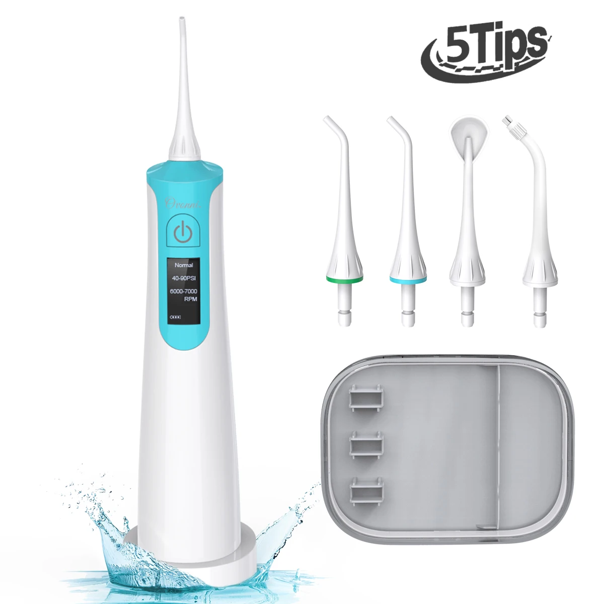 

Portable Oral Irrigator Water Flosser Dental Cordless Rechargeable Waterpick Water Irrigation Water Jet With 5 Jet Tips And Box
