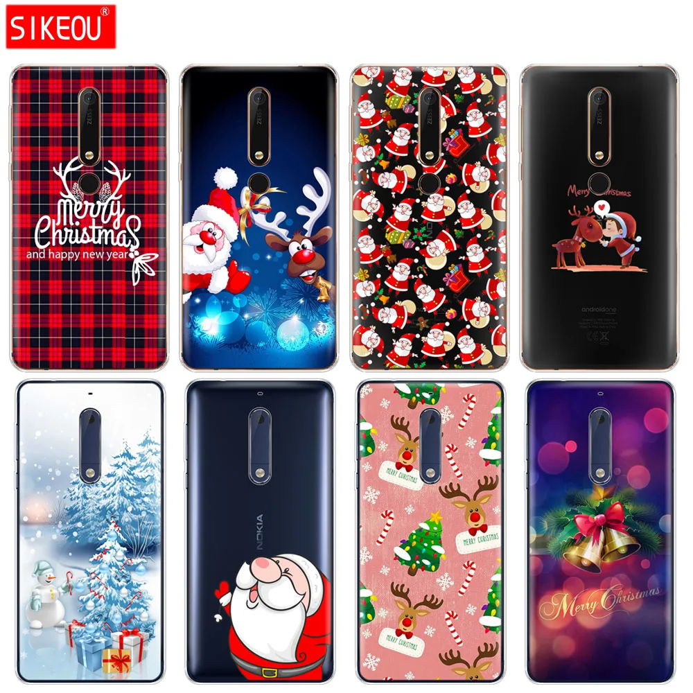 Goede Silicone cover phone case voor Nokia 5 3 6 7 PLUS 8 9 Nokia 6.1 5.1 3.1 2.1 6 2018 Leuke Vrolijke Kerst Herten gift beschermende tas