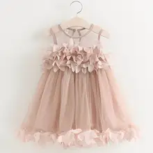 Новое летнее платье феи для девочек пышная вуаль с лепестками сарафан детская одежда gege519