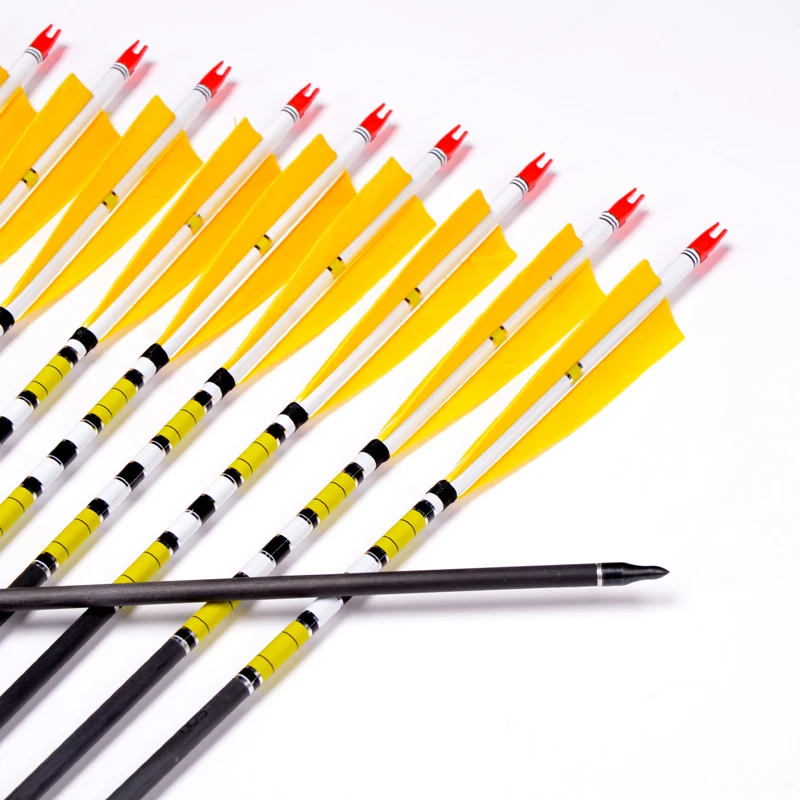 

12x Carbon Arrows Turkey feather for 20-50lbs Longbow Recurve Bow Hunting Archery for 80cm Length with High Quality