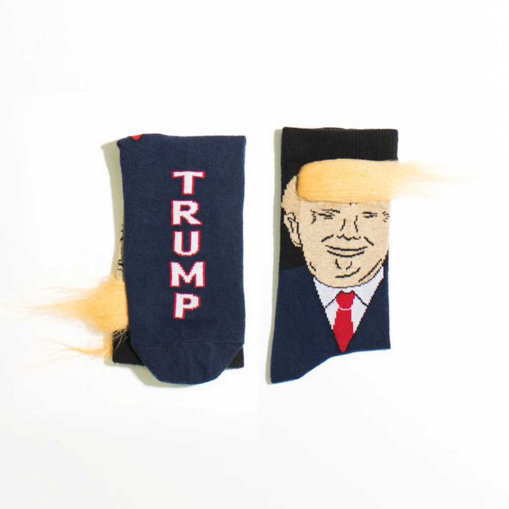 Носки в стиле «Дональд Трамп», унисекс, Забавный принт, повседневные носки для взрослых с объемными накладными волосами, гольфы, Лидер продаж