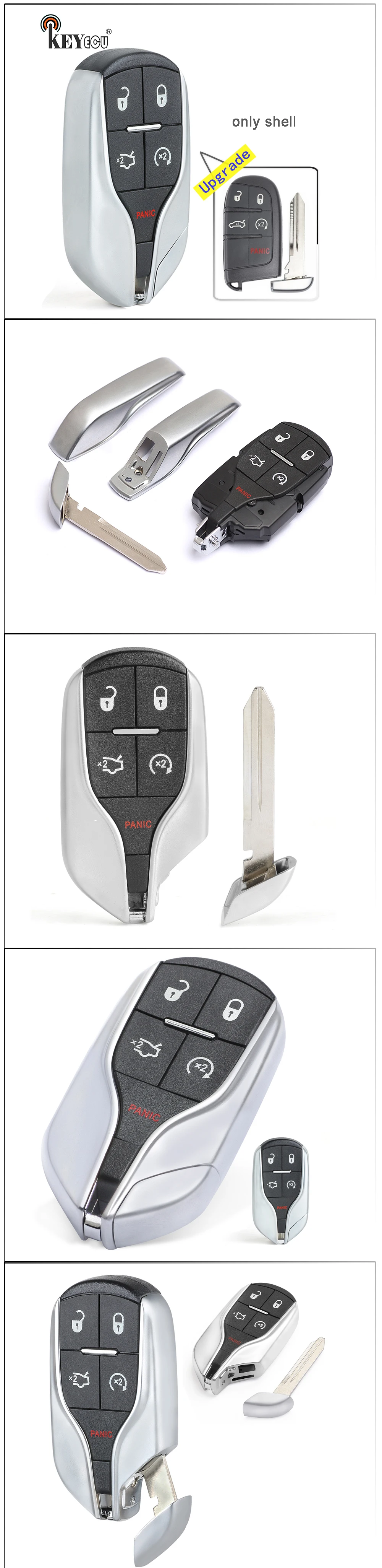 Keyforkess per Chrysler 300, per Dodge Challenger caricabatterie Dart Durango aggiornato 4 1 5 pulsanti telecomando custodia Shell Fob - HTB1y9h1KhnaK1RjSZFBq6AW7VXaj