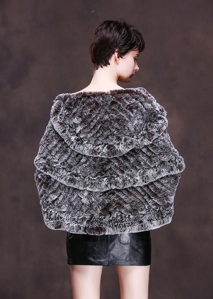 ZY87011 новое поступление высокого качества Модное теплое зимнее пальто Настоящий мех кролика трава уровень кардиган шаль женские шали из пашмины