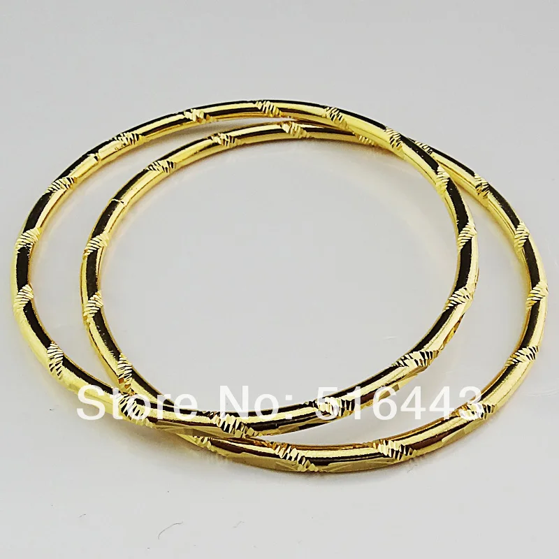 

Charms 2pcs 18K Gold GP Fashion Womens Mens Waves Bangles Wholesale Jewelry Lots A953