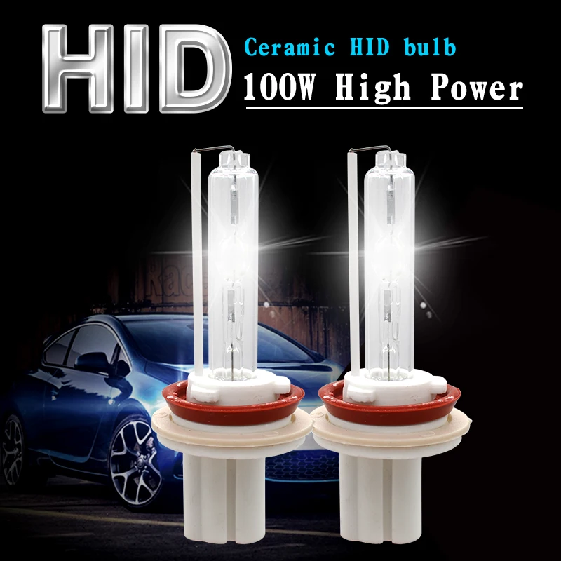Высокая мощность 100 Вт HID Лампа 12 В 24 в керамика H1 H3 H7 H11 9005 9006 D2H лампа 4300K 6000K для
