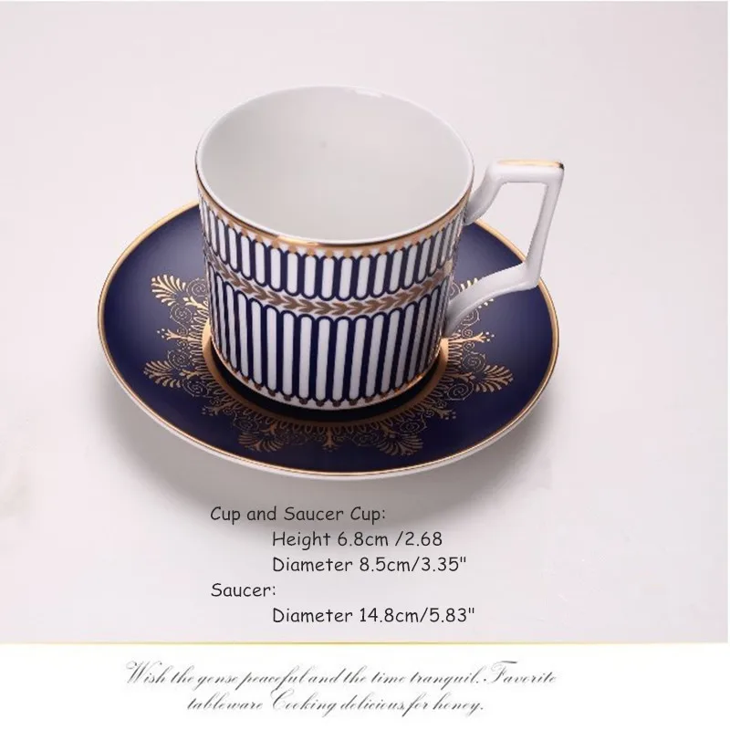 Элегантный синий костяной фарфор стейк тарелка керамика обеденное блюдо кофейная чашка блюдце Семья столовая посуда украшение дома