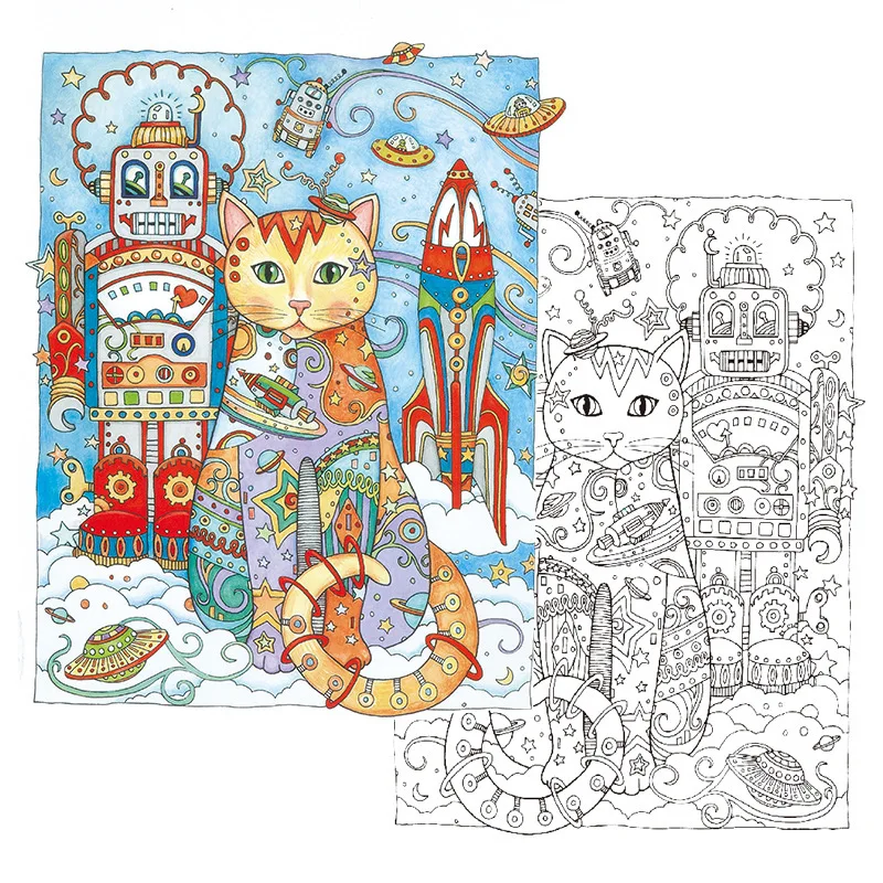 1 PCS 24 Pages Creative Cats Coloring Book For Children Adult Relieve Stress Kill Time Graffiti Painting Drawing Art Book 1 PCS 24 Pages Creative Cats Coloring Book For Children Adult Relieve Stress Kill Time Graffiti Painting Drawing Art Book