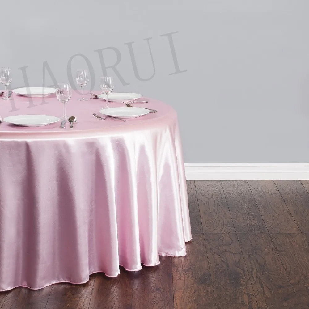 10pcs Customized 120'' Pink Dining Table Cloth Satin Tablecloth for