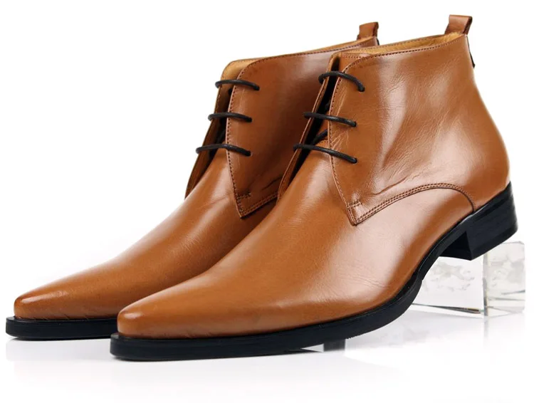 Large Size EUR46 Pointed Toe Men Shoes Safety Shoes Ankle Boots Wedding Shoes Genuine Leather Dress Boots Male Business