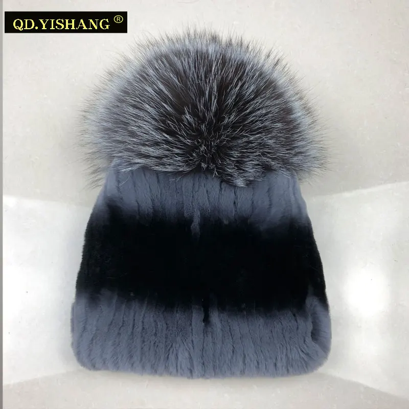 

Rex rabbit fur beanie Real fur hats Winter beanies for girl Hand-stitched rex rabbit fur on a wool-knit liner fashion