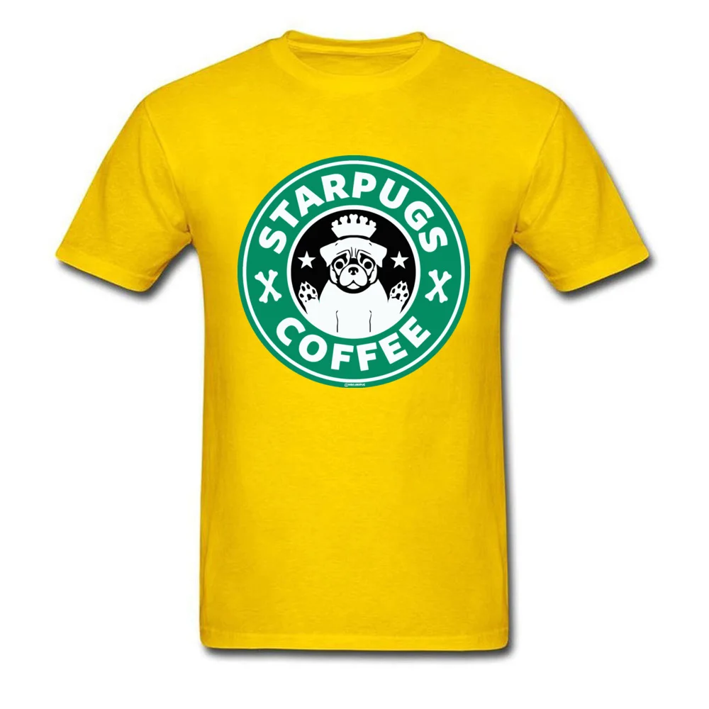 Men Dominant Comics Tops T Shirt Round Neck NEW YEAR DAY Cotton Fabric T-shirts Funny Short Sleeve Starpugs Coffee T Shirts Starpugs Coffee yellow