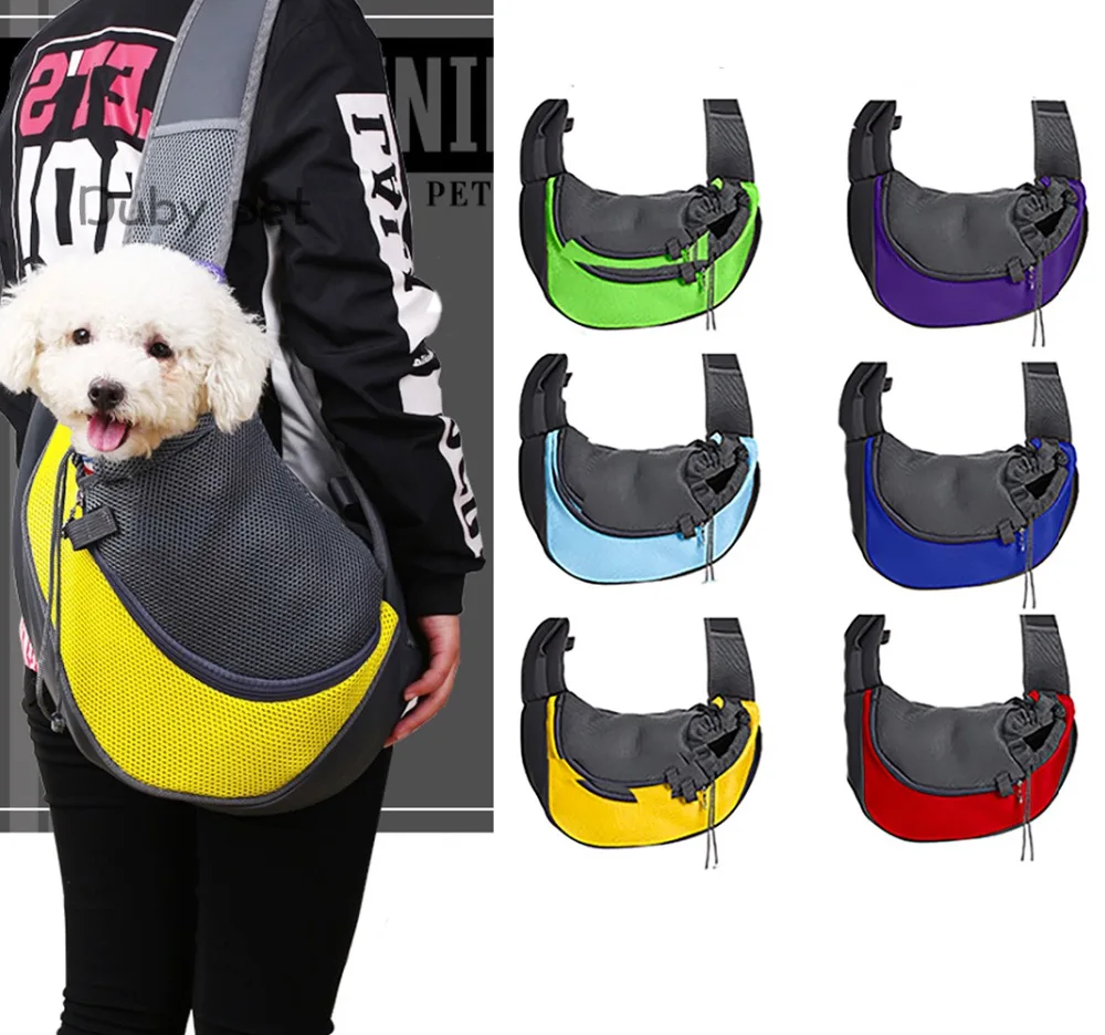

Pet Carrier Cat Puppy Small Animal Dog Bag 6 Colours For Choose Outgoing Sling Front Mesh Travel Tote Shoulder Bag Optional SL