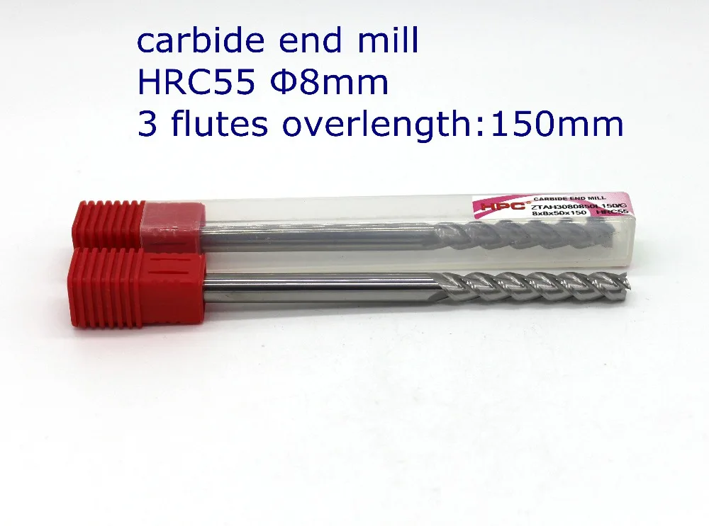 

router bit blade diameter 8mm overlength 150mm of 3 flutes HRC55 carbide end mill tungsten knife CNC machine tools mill cutter