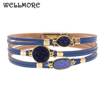 WELLMORE metal charm Leather Bracelets For Women Men’s wrap Bracelets Couples gifts fashion Jewelry wholesale drop shipping