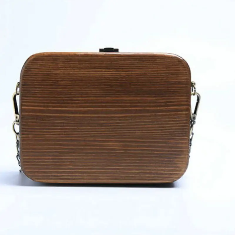 

Trong original handmade nature real arbor wood box bag women's unique chain clutch luxury retro shoulder wooden messenger bags