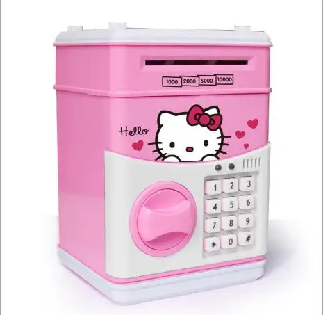 alcancia Large Piggy Bank Safe ATM Bank Saving Box Music Money Box Electronic Piggy bank kitty Cat Paper Money Cash Coin Bank - Цвет: KittyA