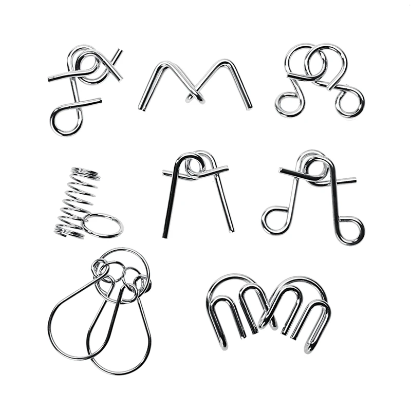 Головоломка монтессори металлическая антистресс 8 шт./набор|puzzle toy|puzzles wiretoys for