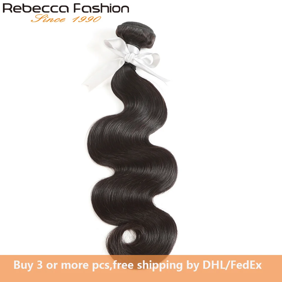 Rebecca перуанские тела волны Связки предложения цельнокроеное платье 8-26 дюймов натуральный черный не Реми Пряди человеческих волос для