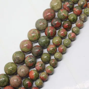 

Mini. order is $7!4-14mm Natural Unakite Stone Floriated Round Loose Beads 15"