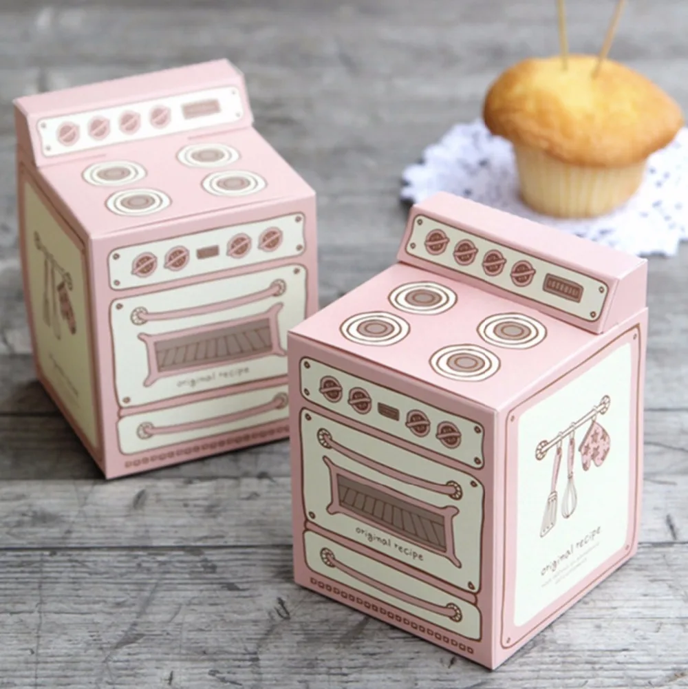 20pcs creative unique Pink oven shape Muffin box cupcake packaging box