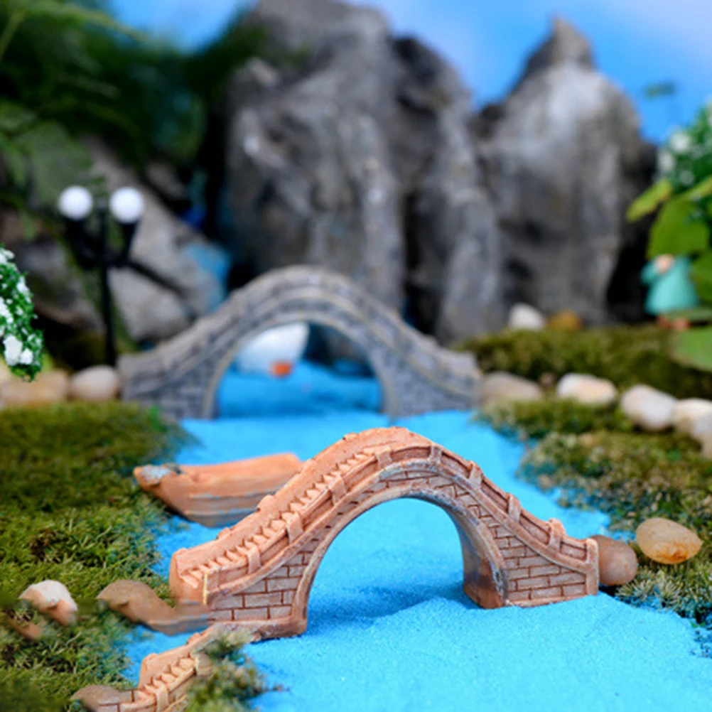 

1PCS 2 Colors Resin Large Stone Bridge Garden Fairy Ornament Plant Pot Decoration Brown Miniature