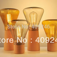 Лофт Винтаж промышленных Стекло свет стол Edison регистрации акцент дерево лампа кафе Вайс для кафе-бар