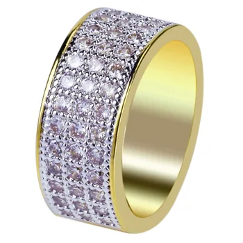 

TOPGRILLZ Hip Hop Rock Men Round Micro Pave Cubic Zircon Ring All Iced Out Bling Gold color Rings For Male Jewelry Gift