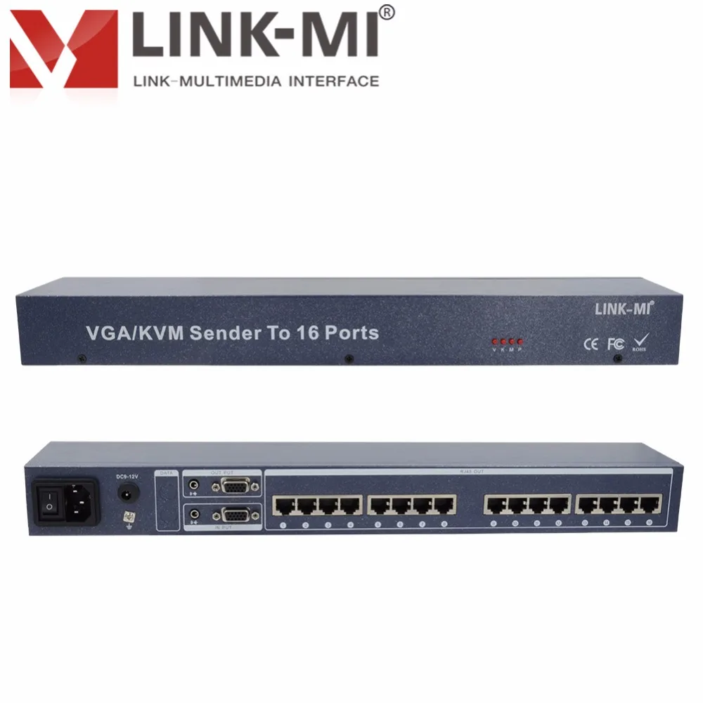 LINK MI 116T 16 портов VGA видео аудио сплиттер 1x16 передатчик 300 м приемник RJ45 порт s Cat5