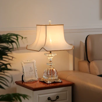 

Luxtury Crystal Lamp American Decorative Square Shade Table Lamp Bedroom Bedside Lamp Living Room Home Lighting Abajour